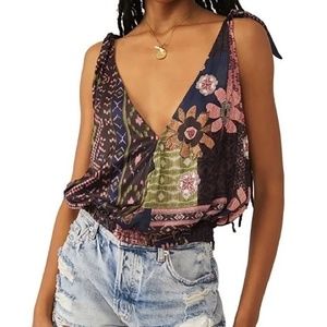 Free People - Tied To You Tank Top | Moss Combo | Shoulder Ties | X-Small | NWOT